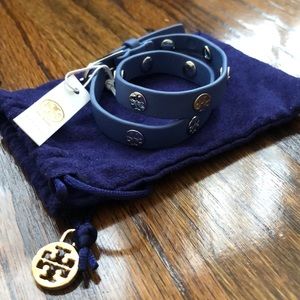 NWT Tory Burch Double Wrap Leather Logo Bracelet
